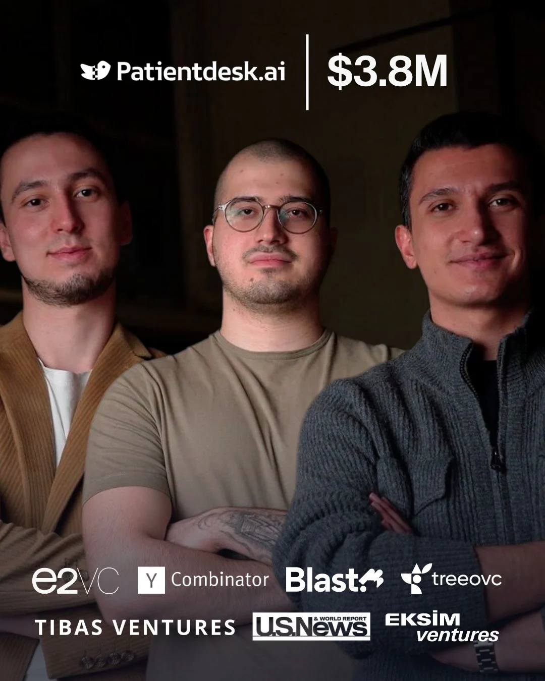 Patientdesk.ai co-founders Öncel Özgül, Fikri Şan Köktaş, and Emre Kaplaner